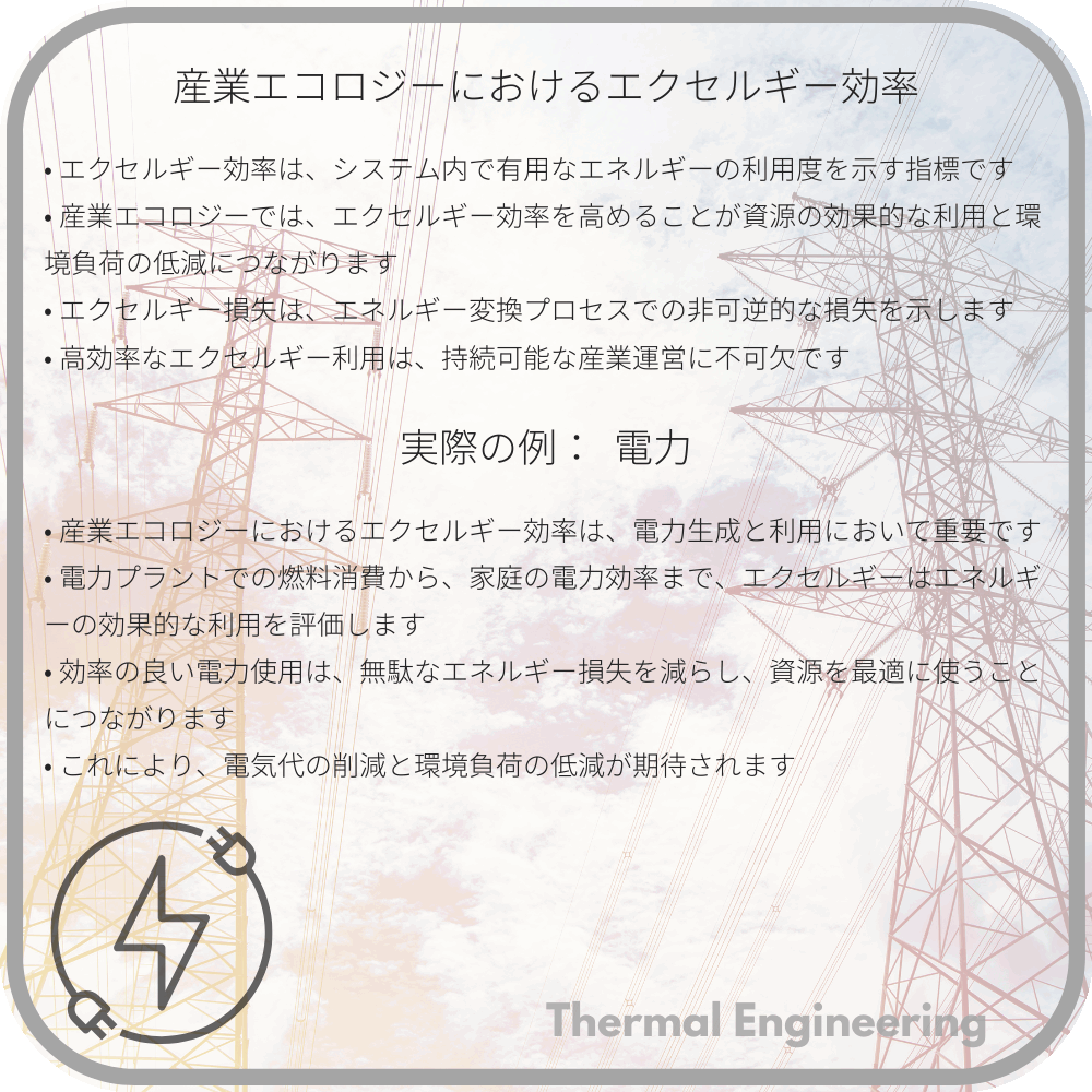 産業エコロジーにおけるエクセルギー効率