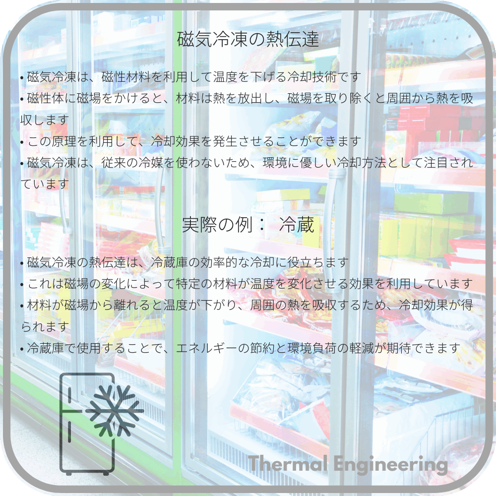磁気冷凍の熱伝達