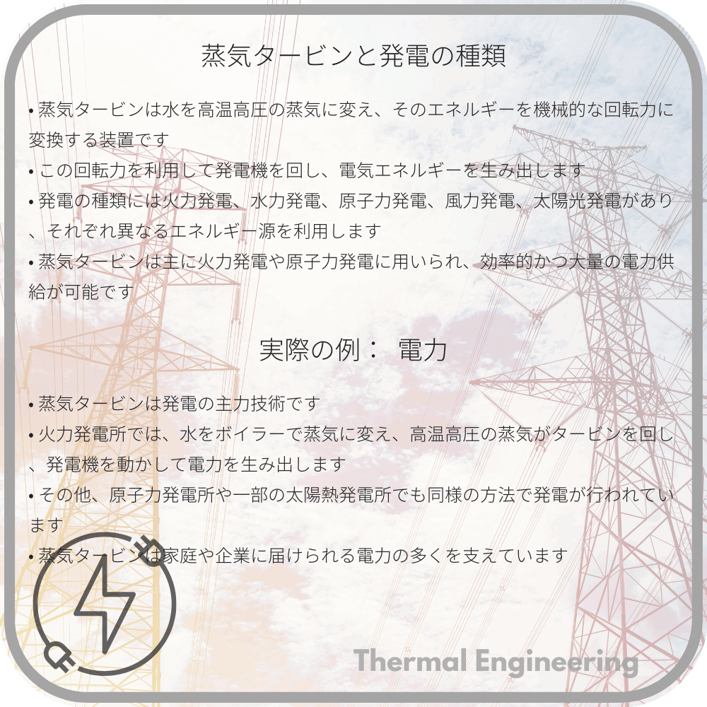 蒸気タービンと発電の種類