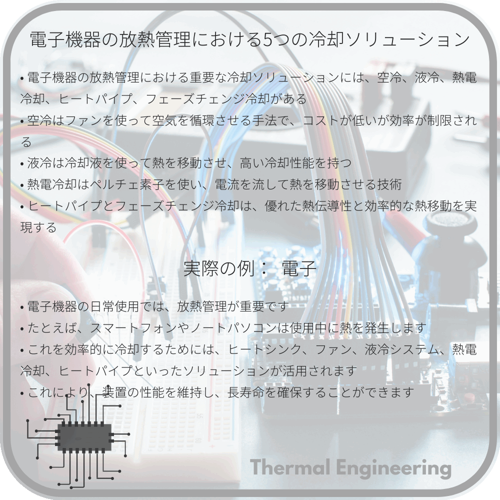 電子機器の放熱管理における5つの冷却ソリューション