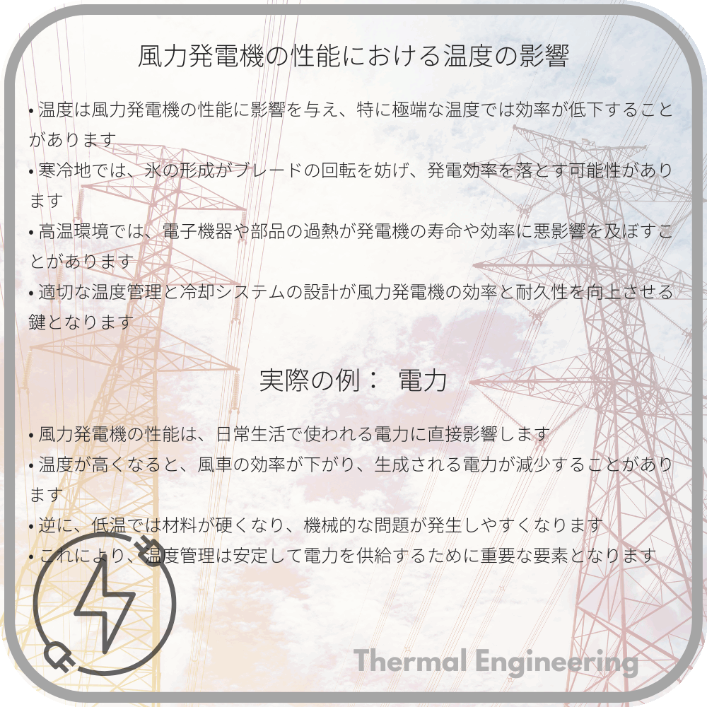 風力発電機の性能における温度の影響