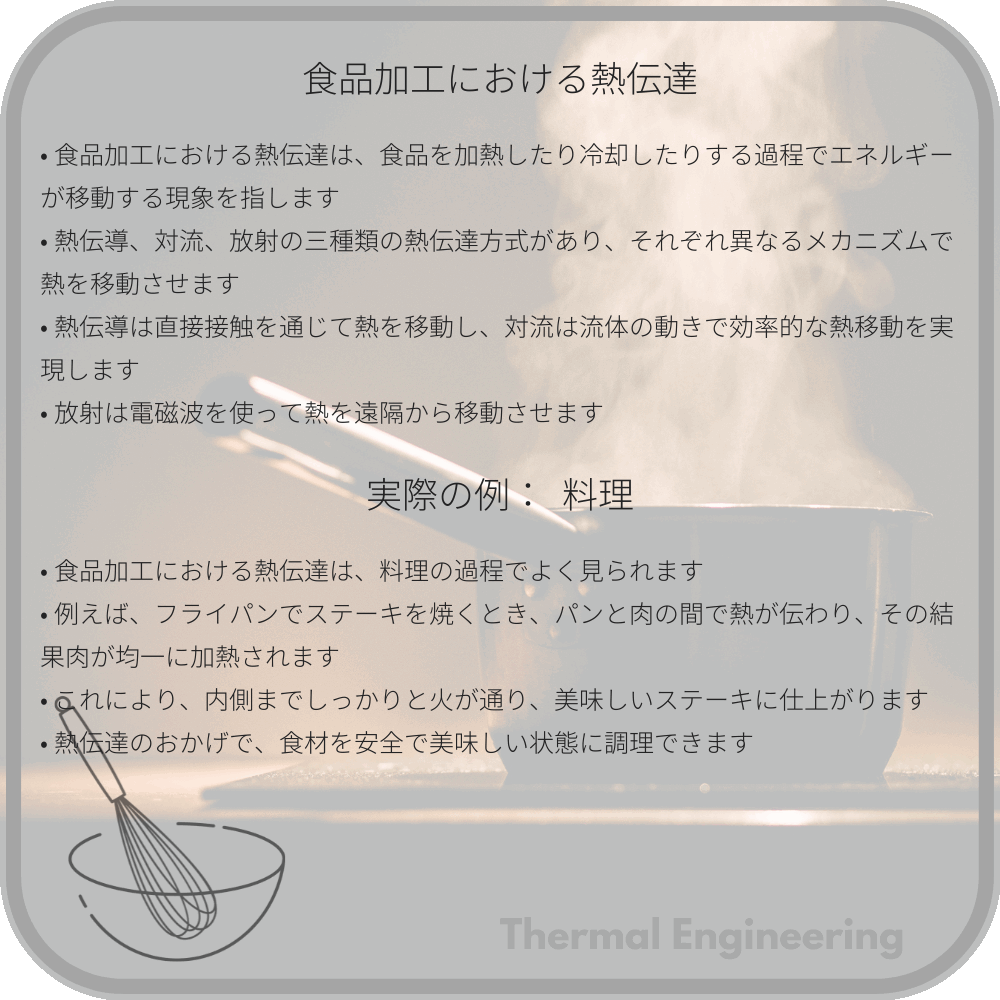 食品加工における熱伝達