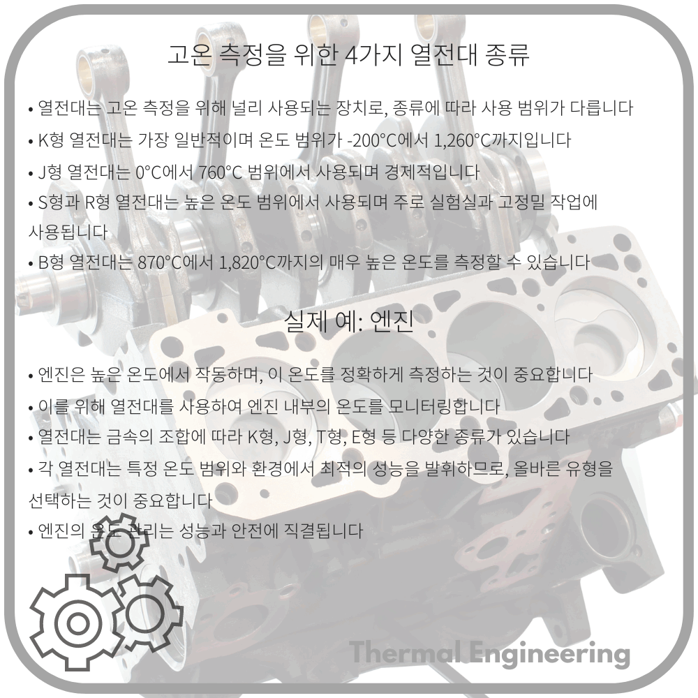 고온 측정을 위한 4가지 열전대 종류