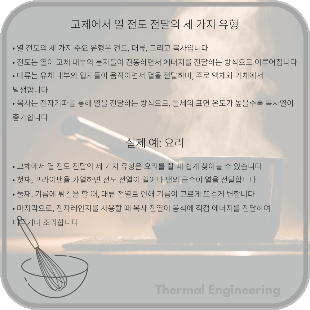 고체에서 열 전도 전달의 세 가지 유형