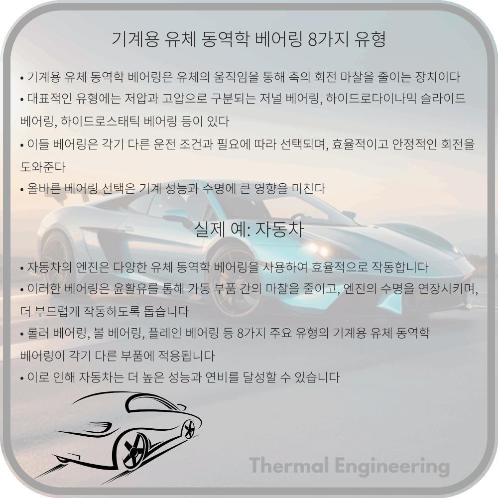 기계용 유체 동역학 베어링 8가지 유형