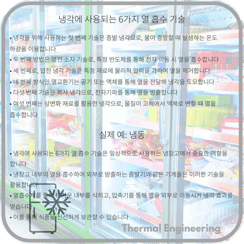냉각에 사용되는 6가지 열 흡수 기술