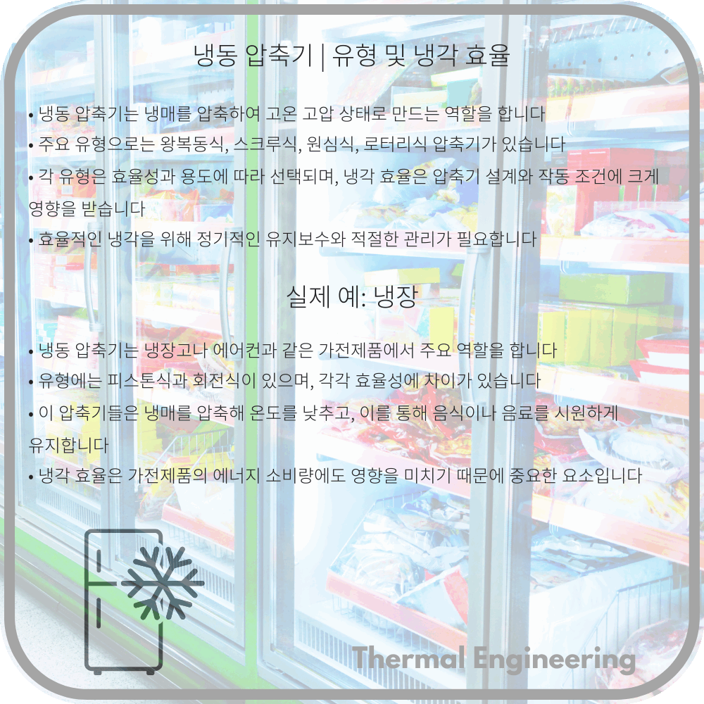 냉동 압축기 | 유형 및 냉각 효율