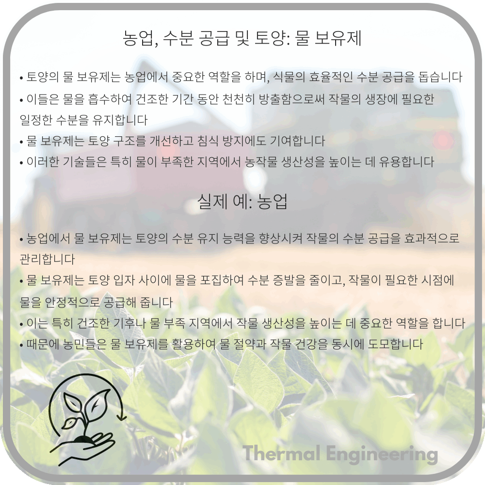 농업, 수분 공급 및 토양: 물 보유제