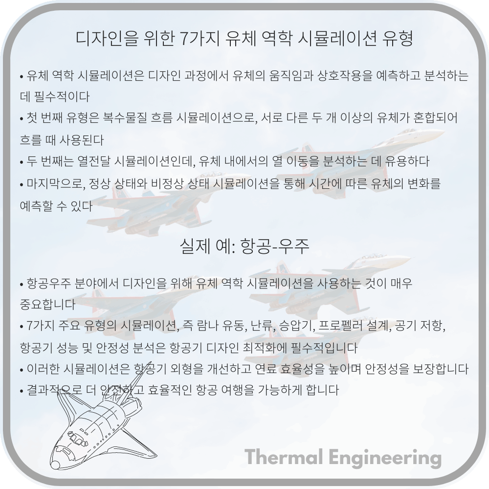 디자인을 위한 7가지 유체 역학 시뮬레이션 유형