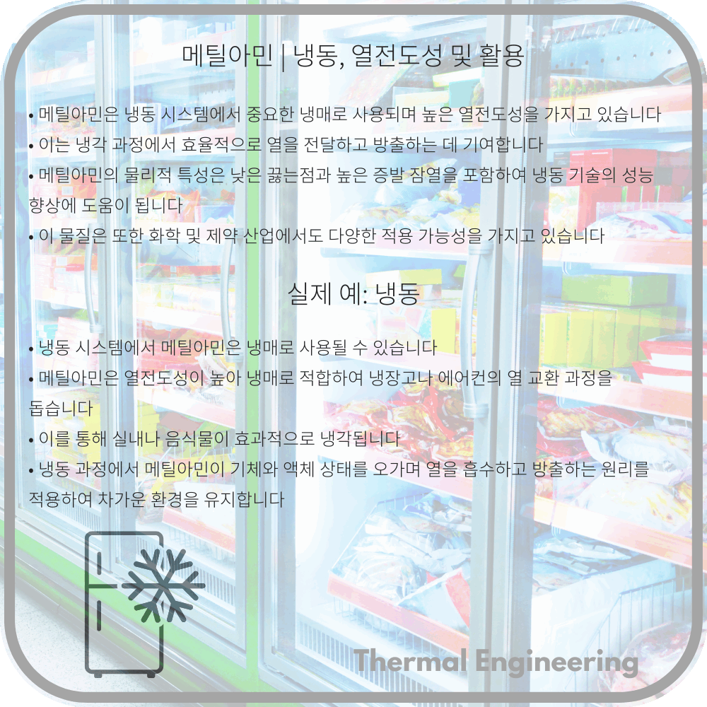 메틸아민 | 냉동, 열전도성 및 활용