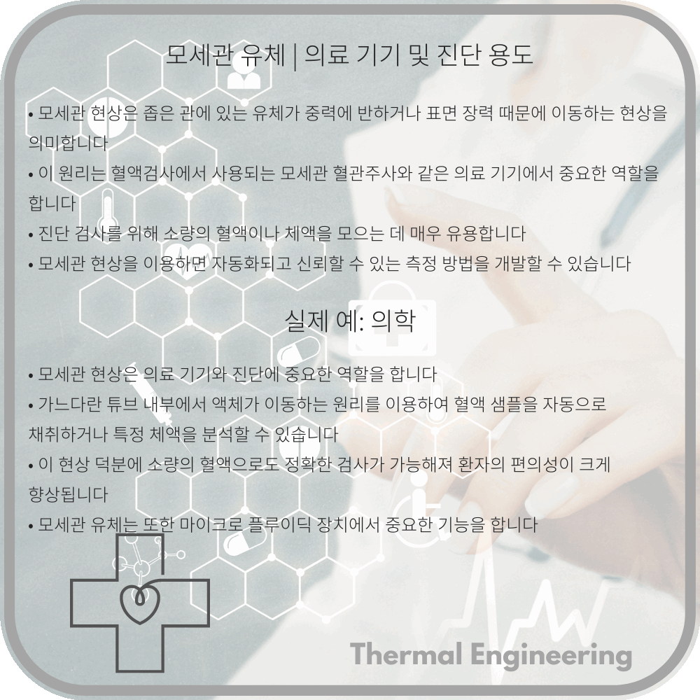모세관 유체 | 의료 기기 및 진단 용도