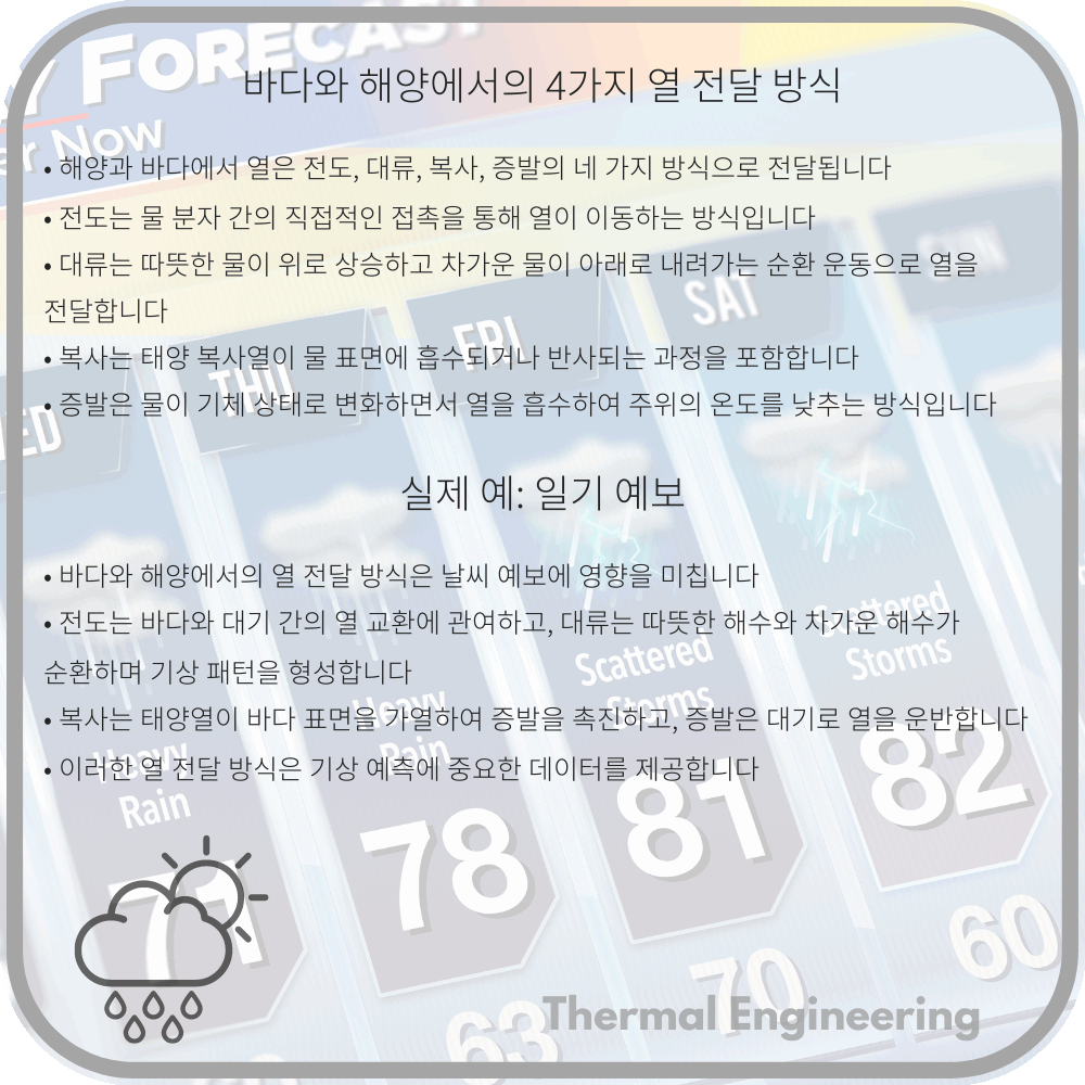 바다와 해양에서의 4가지 열 전달 방식