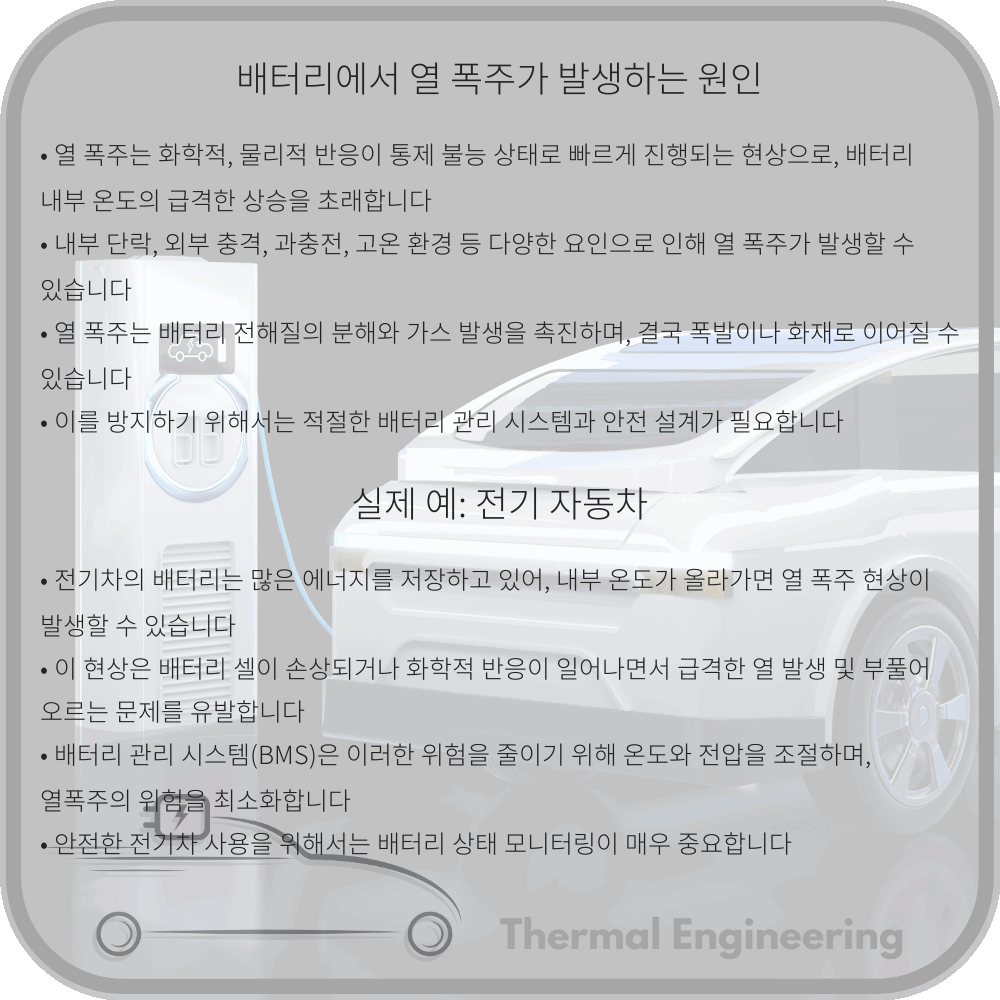배터리에서 열 폭주가 발생하는 원인