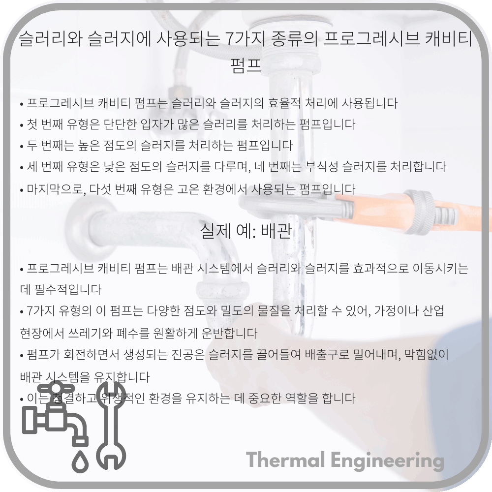 슬러리와 슬러지에 사용되는 7가지 종류의 프로그레시브 캐비티 펌프