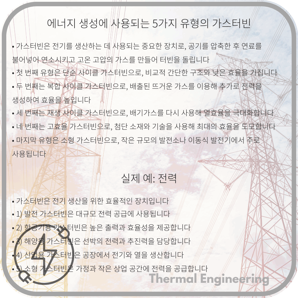 에너지 생성에 사용되는 5가지 유형의 가스터빈