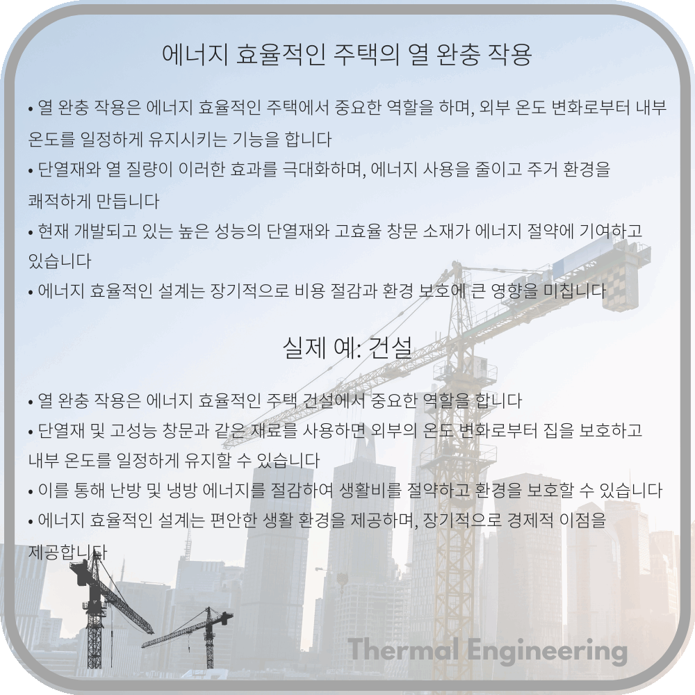 에너지 효율적인 주택의 열 완충 작용