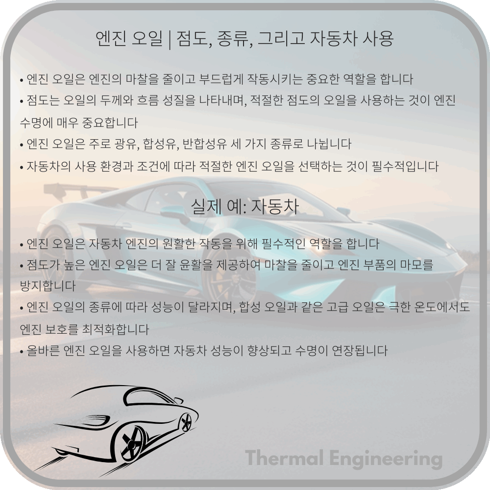엔진 오일 | 점도, 종류, 그리고 자동차 사용