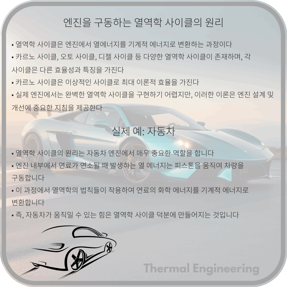 엔진을 구동하는 열역학 사이클의 원리