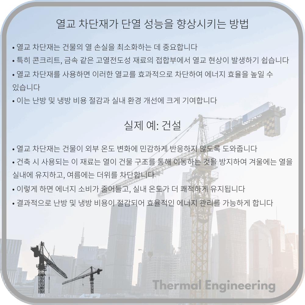 열교 차단재가 단열 성능을 향상시키는 방법