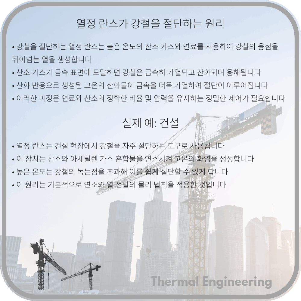 열정 란스가 강철을 절단하는 원리