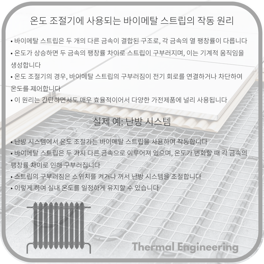 온도 조절기에 사용되는 바이메탈 스트립의 작동 원리