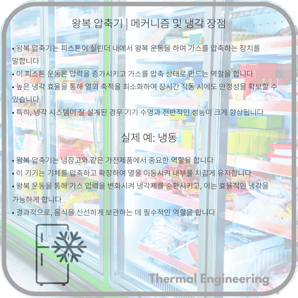 왕복 압축기 | 메커니즘 및 냉각 장점