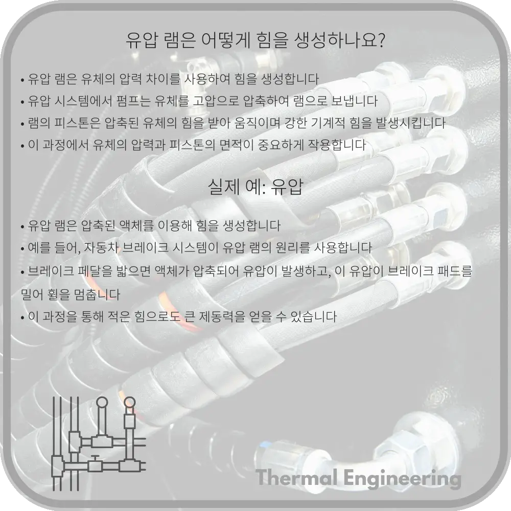유압 램은 어떻게 힘을 생성하나요?