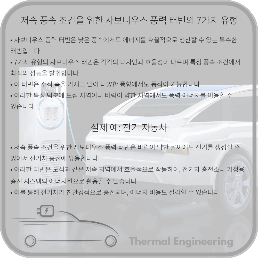 저속 풍속 조건을 위한 사보니우스 풍력 터빈의 7가지 유형