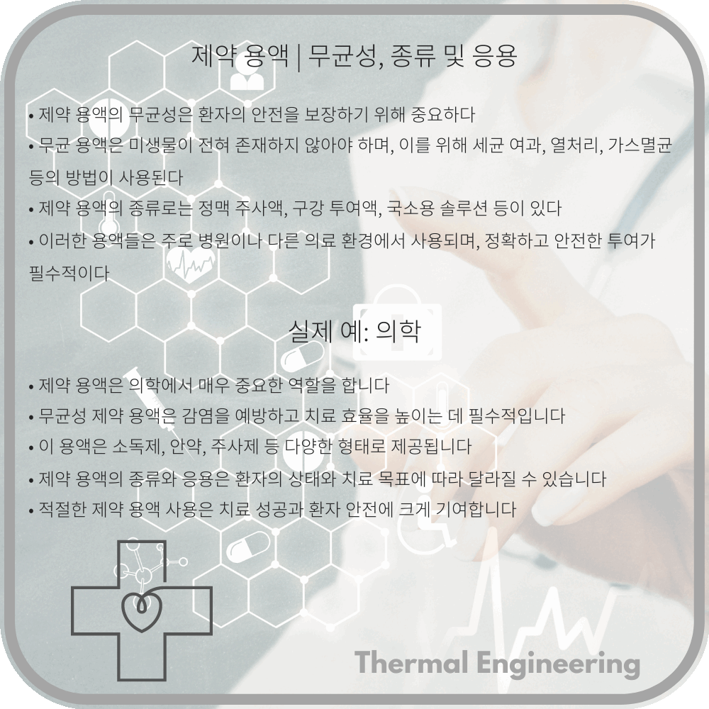 제약 용액 | 무균성, 종류 및 응용