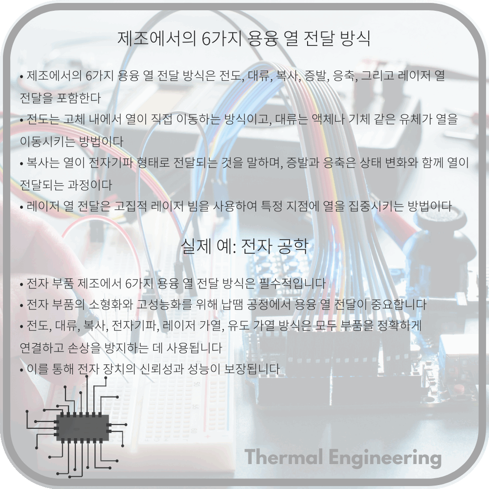 제조에서의 6가지 용융 열 전달 방식