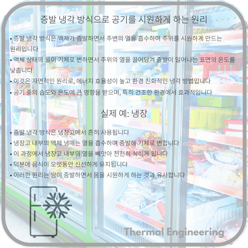 증발 냉각 방식으로 공기를 시원하게 하는 원리