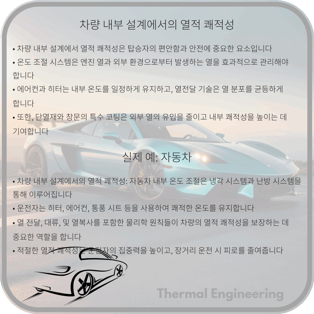 차량 내부 설계에서의 열적 쾌적성