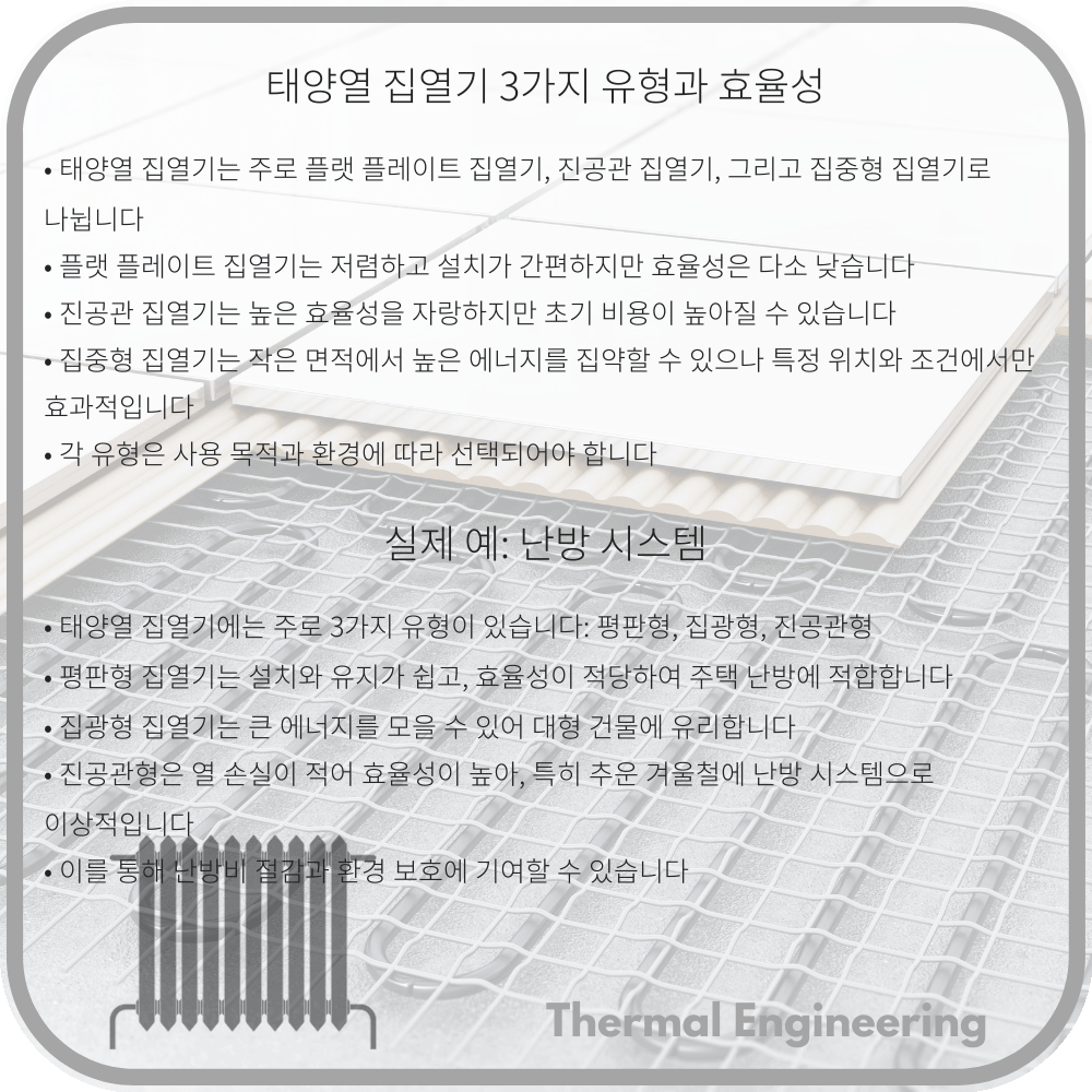 태양열 집열기 3가지 유형과 효율성