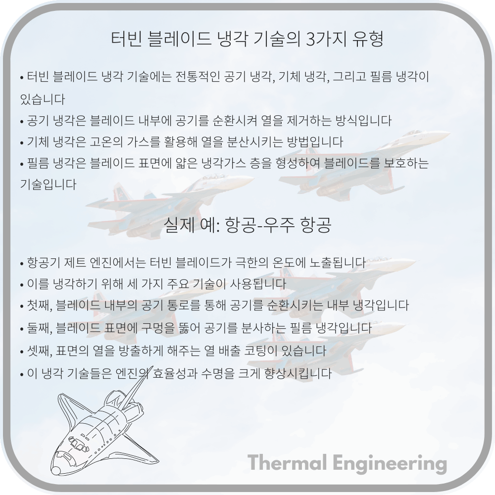 터빈 블레이드 냉각 기술의 3가지 유형