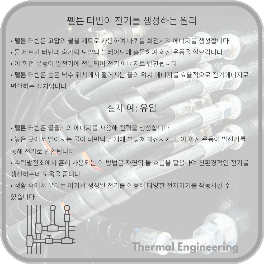 펠튼 터빈이 전기를 생성하는 원리