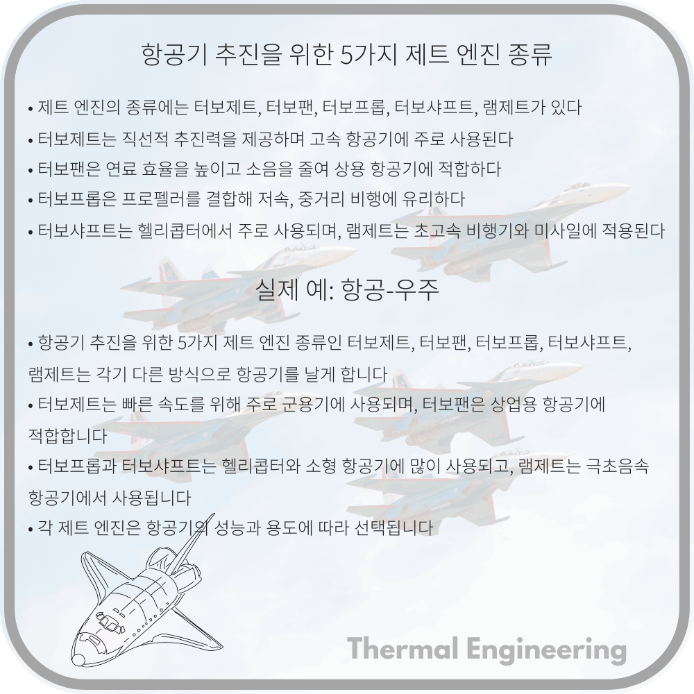 항공기 추진을 위한 5가지 제트 엔진 종류