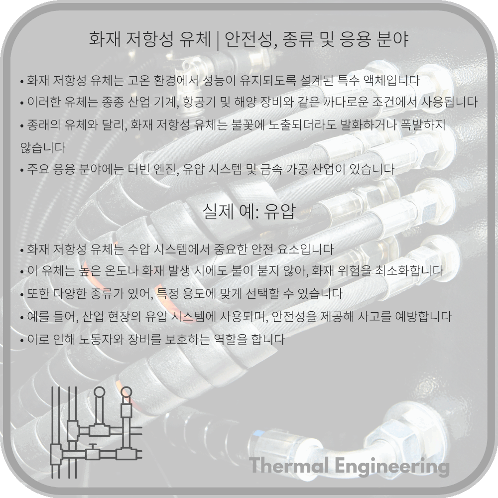 화재 저항성 유체 | 안전성, 종류 및 응용 분야