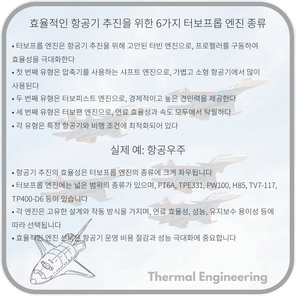 효율적인 항공기 추진을 위한 6가지 터보프롭 엔진 종류