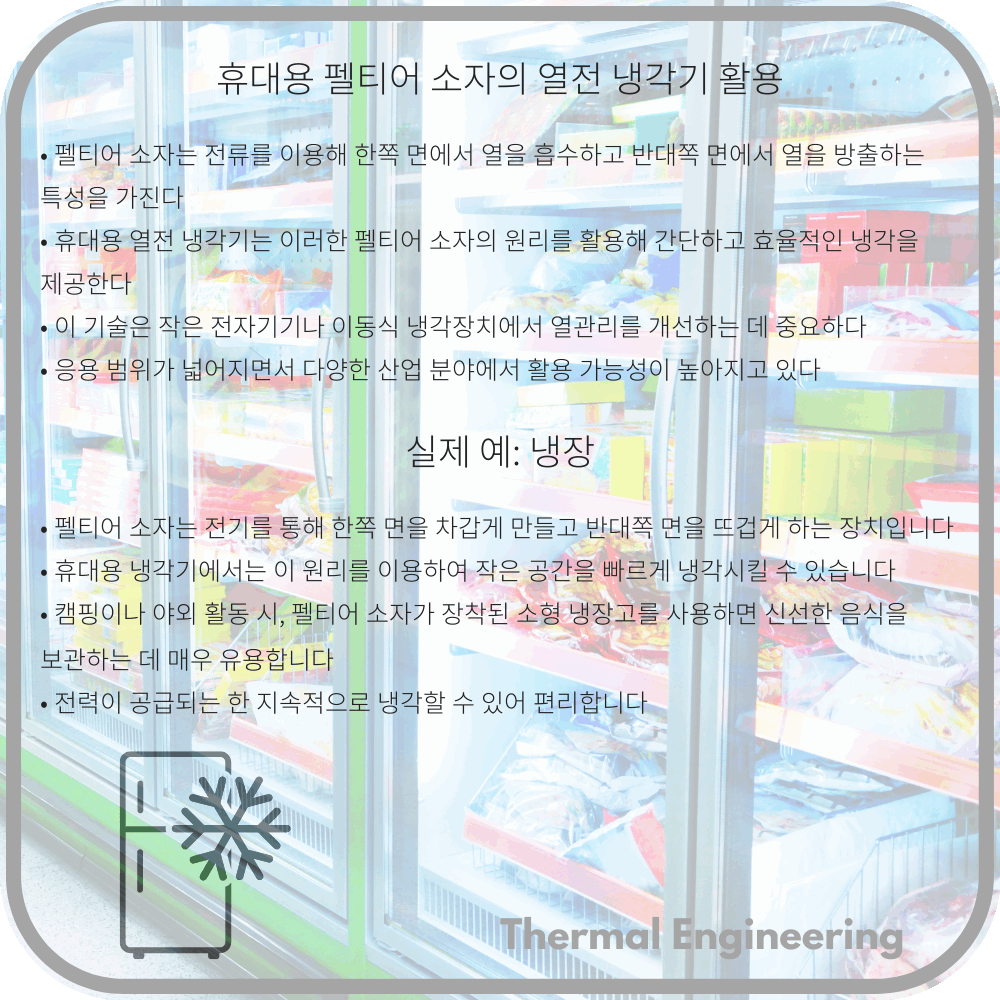 휴대용 펠티어 소자의 열전 냉각기 활용