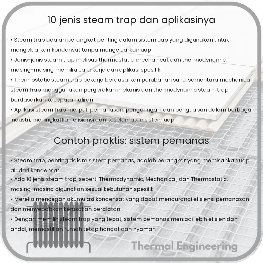 10 Jenis Steam Trap dan Aplikasinya