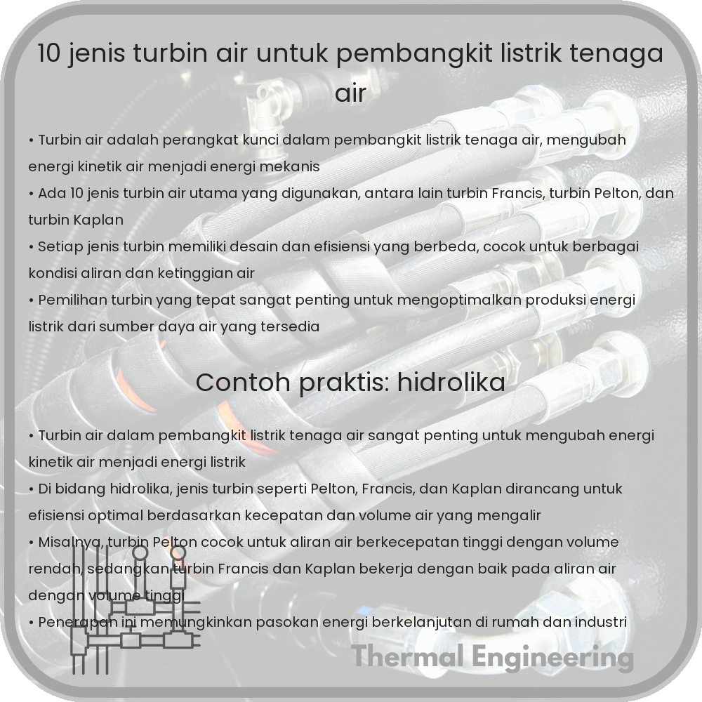 10 Jenis Turbin Air untuk Pembangkit Listrik Tenaga Air