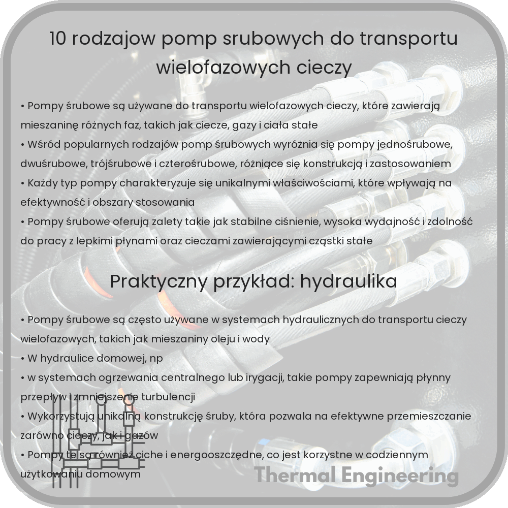 10 rodzajów pomp śrubowych do transportu wielofazowych cieczy