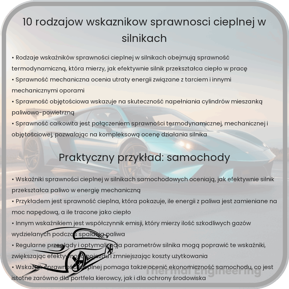10 rodzajów wskaźników sprawności cieplnej w silnikach