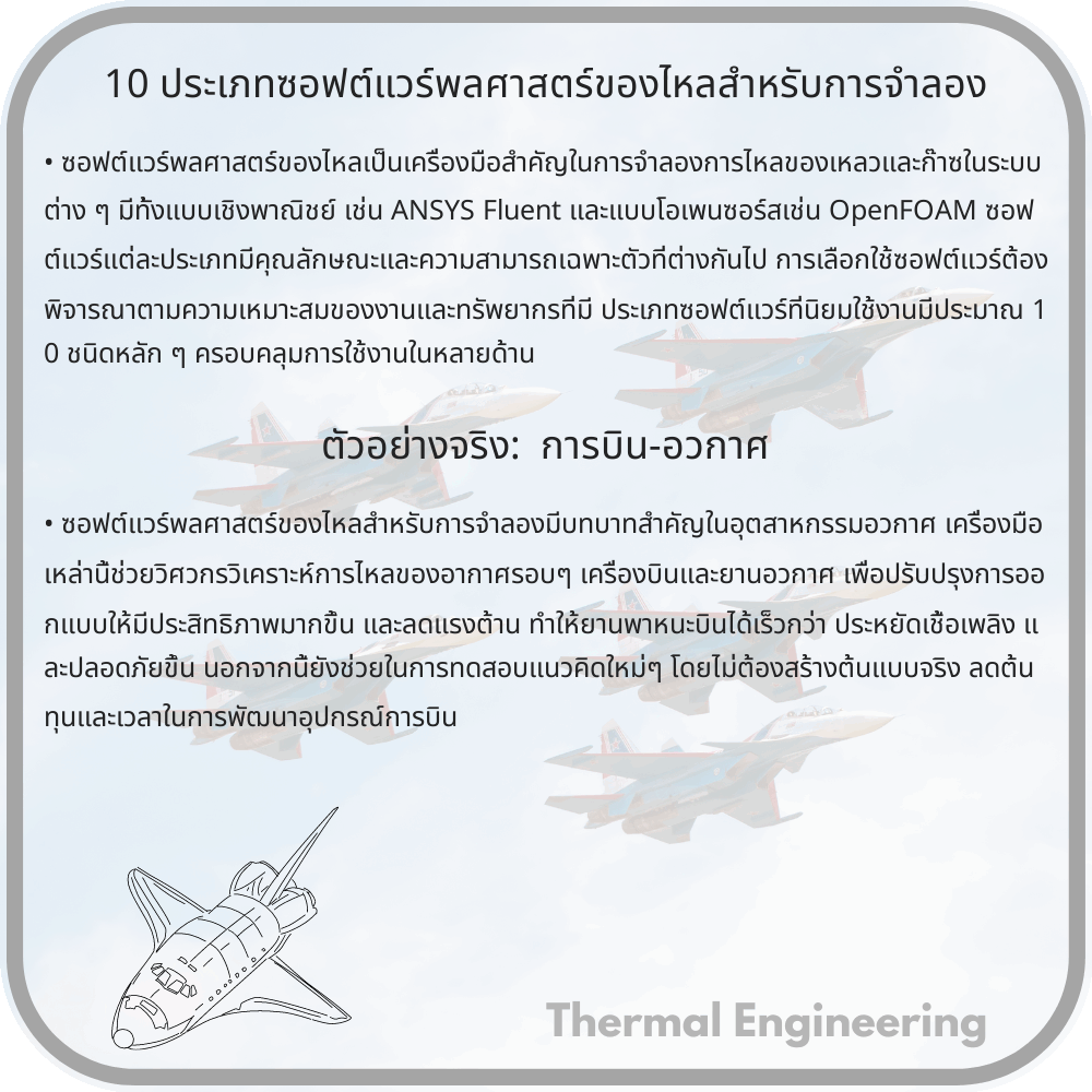 10 ประเภทซอฟต์แวร์พลศาสตร์ของไหลสำหรับการจำลอง