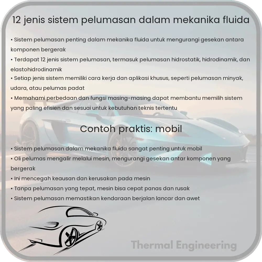 12 Jenis Sistem Pelumasan dalam Mekanika Fluida