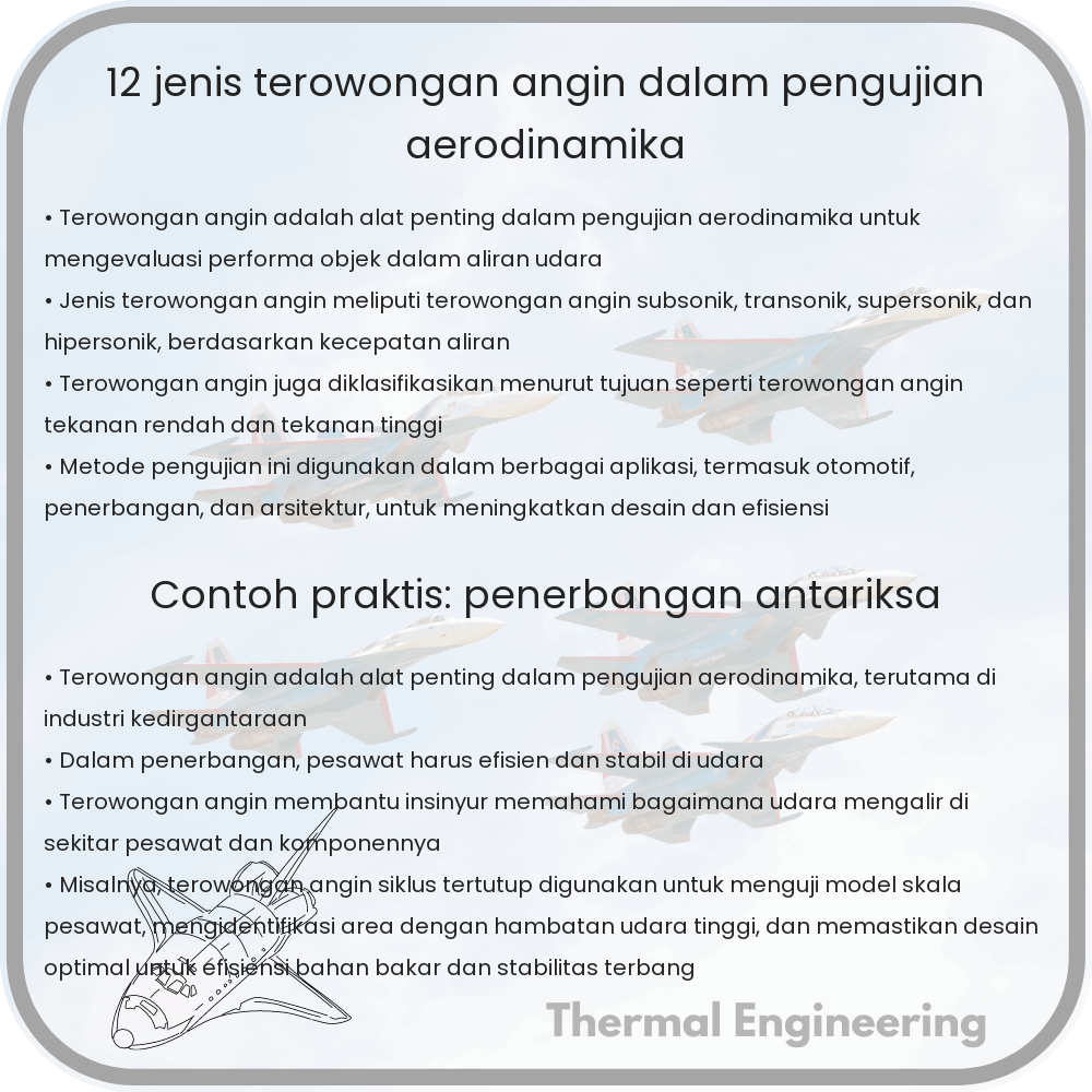 12 Jenis Terowongan Angin dalam Pengujian Aerodinamika
