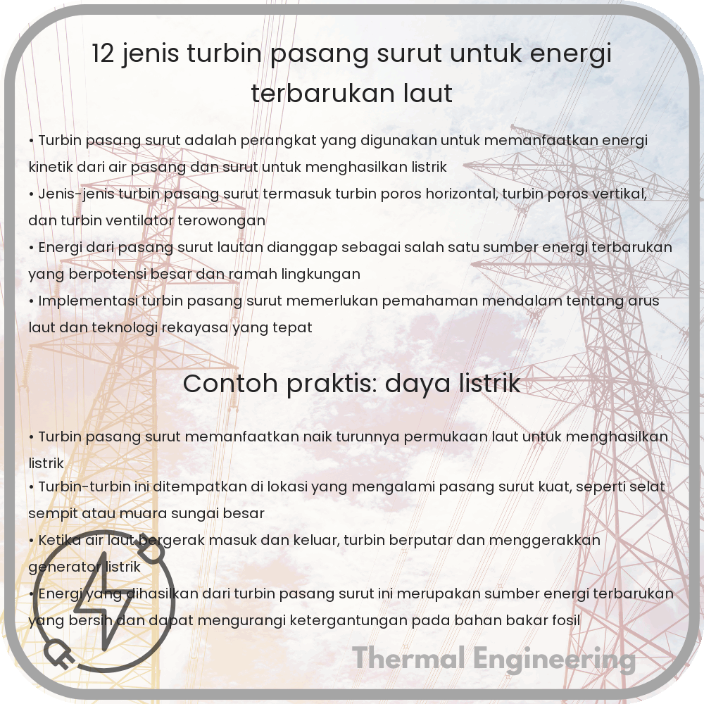 12 Jenis Turbin Pasang Surut untuk Energi Terbarukan Laut