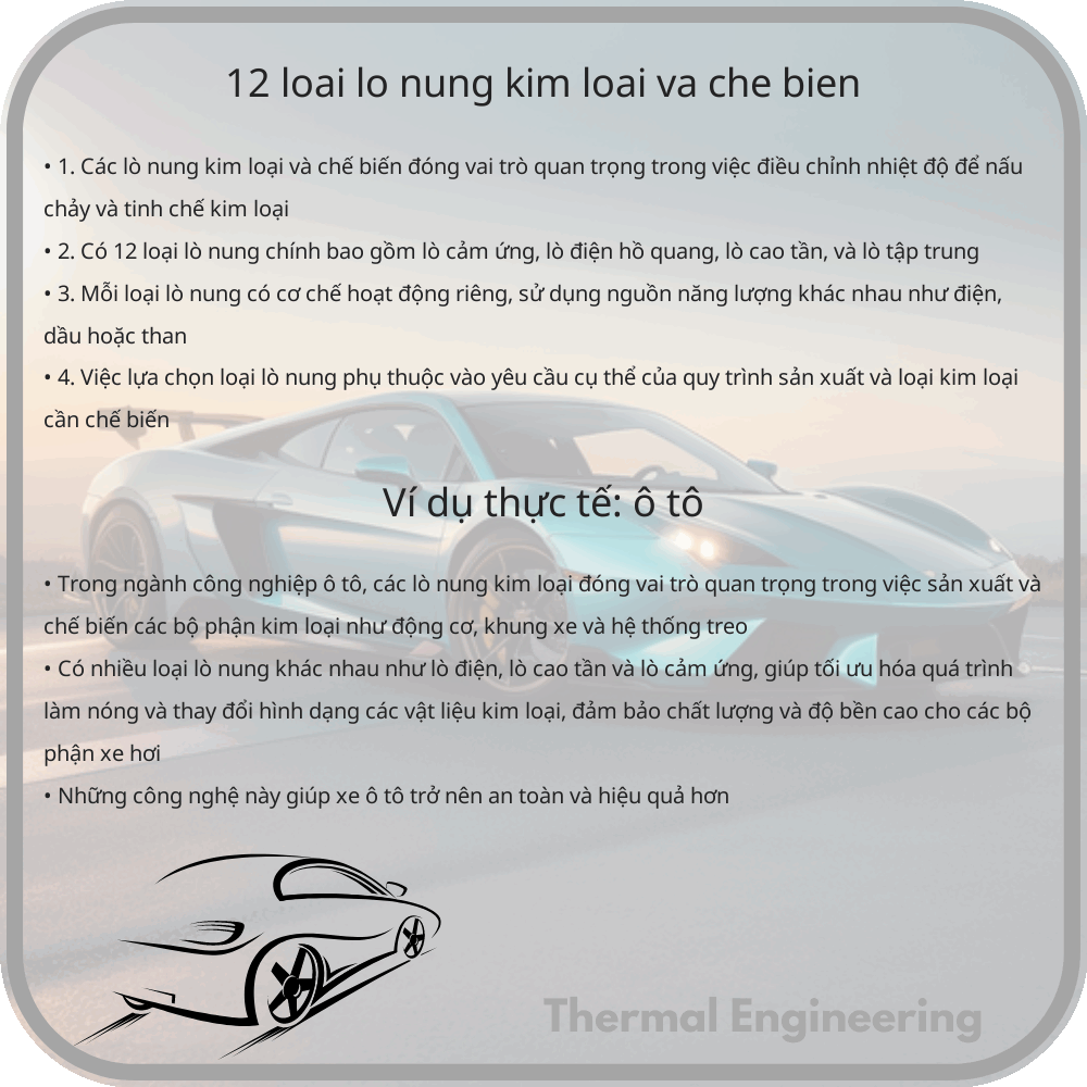 12 Loại Lò Nung Kim Loại và Chế Biến
