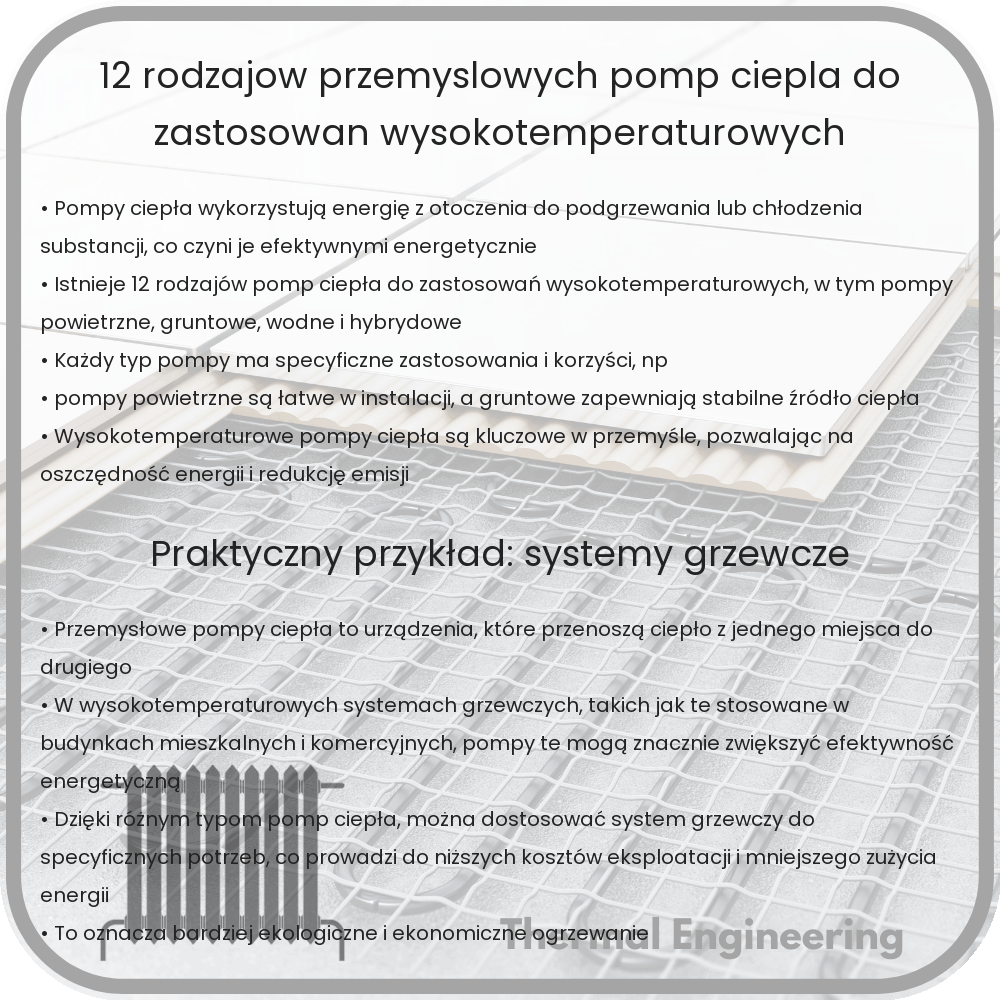 12 Rodzajów Przemysłowych Pomp Ciepła do Zastosowań Wysokotemperaturowych