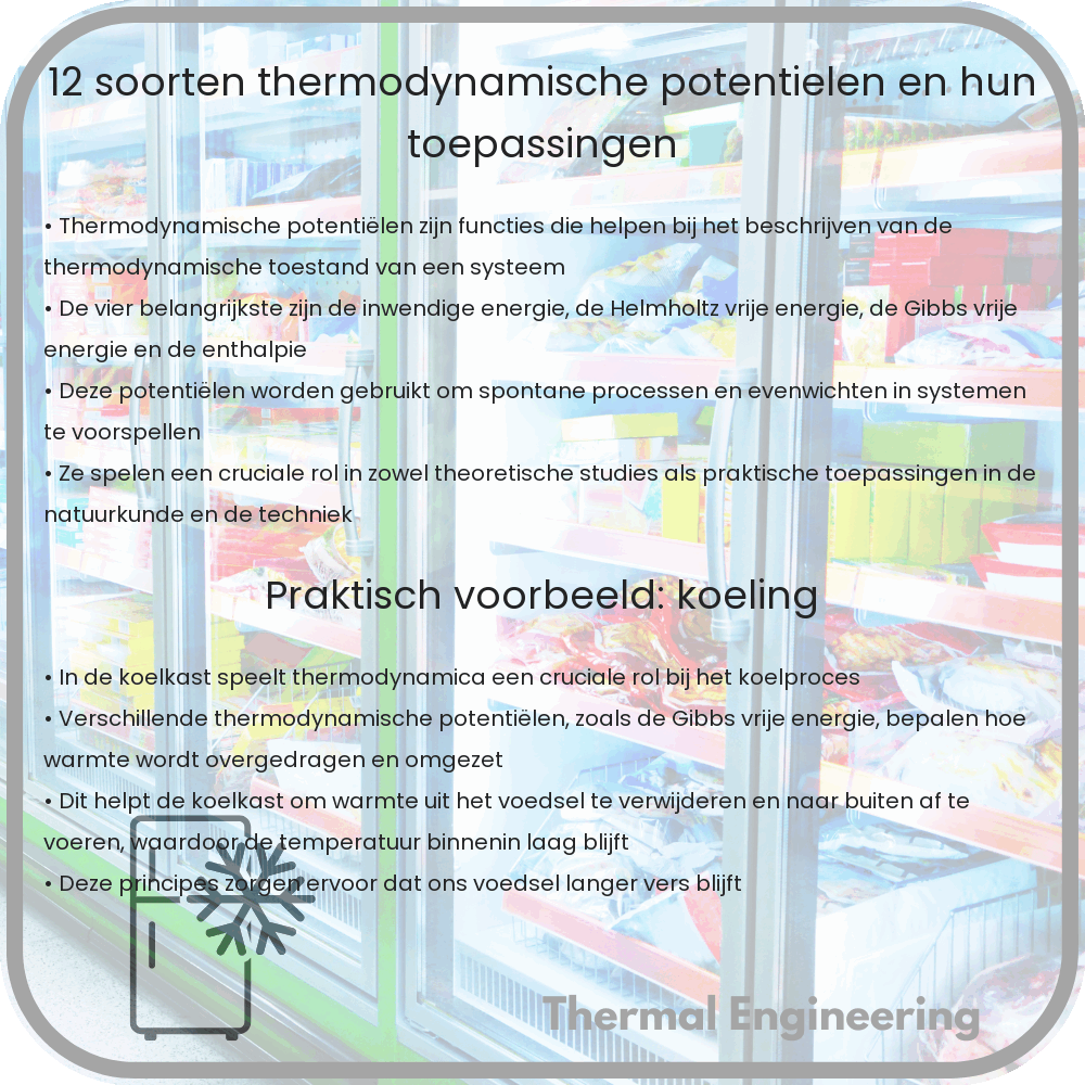 12 Soorten Thermodynamische Potentiëlen en Hun Toepassingen